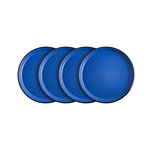 Stone Lain Stoneware Dish Set, Set of 4 - Salad Plates, Blue and Black