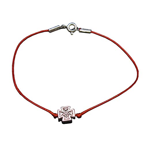 Bracelet argent massif poinçonné 925 chaîne rouge croiser
