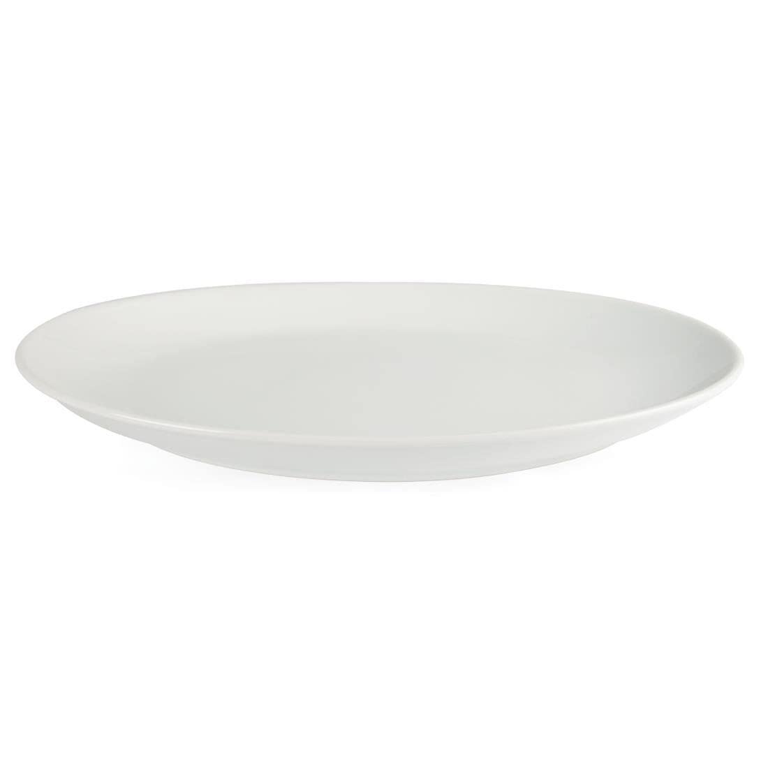 Olympia Assiette creuse ovale Whiteware 500 mm, blanche, porcelaine super vitrifiée, Passe au four et microondes, au lave vaisselle et au congélateur, Empilable, certifié BS4034, CC892