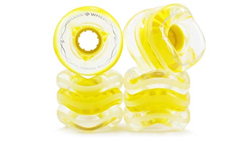 Shark Wheel 60 mm 78a Skateboard Wheels | California Roll | Clear with Yellow Hub (4-Pack)