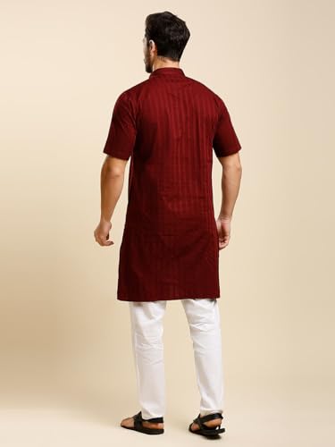 Image of Rajubhai Hargovindas Green Khadi Half Sleeve Kurta