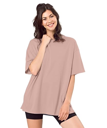 Image of SHODOX Women's Cotton Blend Oversized Drop Shoulder Solid T-Shirt(Pack of 1)