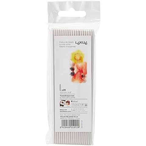 Lékué Pack de Palos para Helado, Blanco, 12.2 cm, 20 Cover