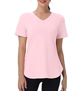 Kaleforneo Womens Workout Tops Short Sleeve T Shirts Moisture Wicking Yoga Gym Running Hiking V N...