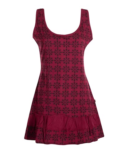 Vishes - Alternative Bekleidung - Damen Lagen-Look Träger-Kleid Jersey-Tunika Sommerkleid Dunkelrot 44