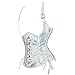 Aecibzo Women's Fashion PU Leather Steampunk Underbust Corset Bustier Top (X-Large, Silver)