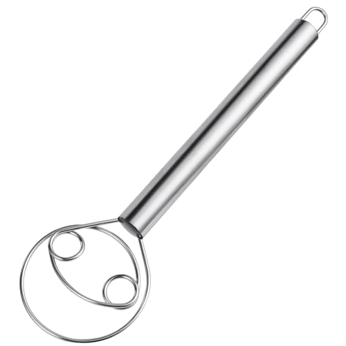 HOTUT Batidor Danés,Mezclador de Masa Manual,Batidora Danesa Manual,Batidor Manual de Huevos Profesional Acero Inoxidable,Barillas Batir Manual,Varillas Cocina para Hornear Pan Masa Galletas Pizza