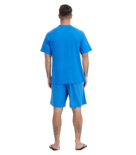 Men's Cotton Shorts Pajamas Set, Short Sleeve Shirt Sleepwear Summer Nightwear Lightweight Sleep Sets [ S-3XL ]4
