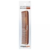 ConairMAN 100% Handmade Wooden Dressing Comb for Men, Dual-Sided Fine & Wide Teeth, Anti-Static, Scalp Massaging, Gentle on Hair & Beard, Durable Natural Wood Grooming Tool for All Hair Types