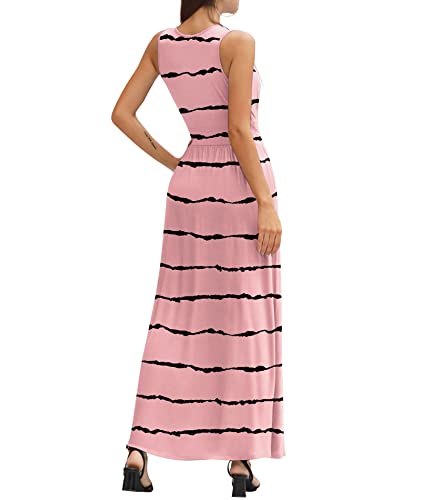 Image of LILBETTER Women Sleeveless Deep V Neck Loose Plain Long Maxi Casual Dress
