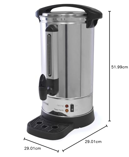 LLOYTRON 10 Litre 1500w Stainless Steel Catering Urn / Water Boiler / Anti-drip Tap / Water Level Indicator / Drip Tray / Auto Re-boil Temperature Control / Locking Lid / E1910 / Stainless Steel