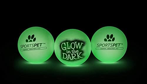 SPORTSPET High Bounce Natural Rubber Dog Balls (Glow in the Dark 3 Pack)