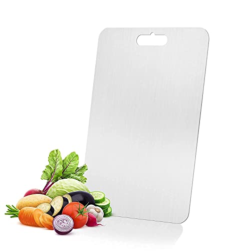Image of REDSKY Chopping Board for Kitchen Vegetable Cutting Board, Metal Board, Vegetable Cutter Board, Durable Cutting Counter top Board /Chopping Board (Size 31.8CM X 21CM) (Stainless Steel)