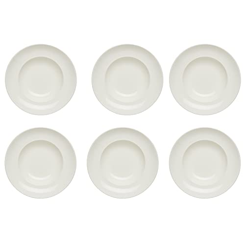 KHG 6er Set Pastateller, extra groß mit 30cm Durchmesser in weiß, perfekt für Gastro und Zuhause, hochwertiges Porzellan, Suppenteller, Salatteller, Spühlmaschinengeeignet