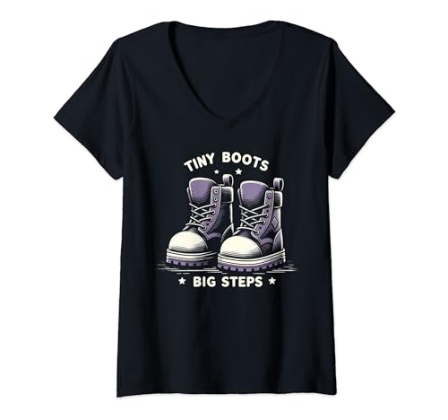 Mujer Botas pequeñas Month of the Military Child Cool Kids Purple UP Camiseta Cuello V