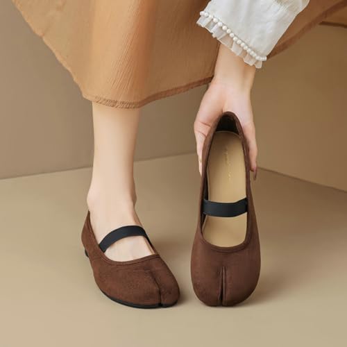Womens Tabi Ballet Flat Shoes Comfortable Rounde Split Toe Flat Shoes Casual Low Heel Wide Width Flats Elastic Strap Mary Jane Dress Shoes2