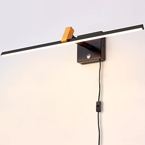 Image of MantoLite LED Dimmable Bathroom Mirror Vanity Light Fixture 24inch 14W Cabinet Picture Wall Lights, Indoor Lightings Wall Sconce with Adjustable Arm Bedside Reading Lamp, Plug in Display Lamps Black