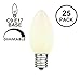Novelty Lights 25 Pack C9 Ceramic Outdoor Christmas Replacement Bulbs, White, E17 Intermediate Base, 7 Watt