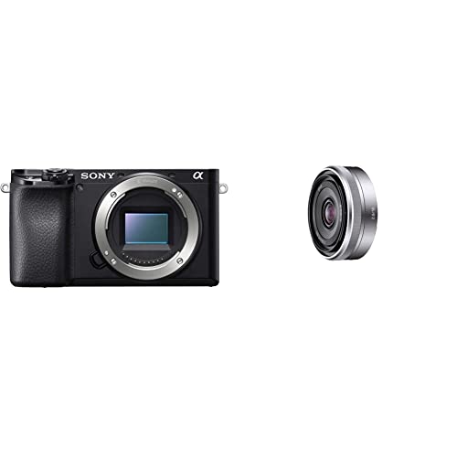 Sony Alpha ILCE 6100 24.2 MP Mirrorless Digital SLR Camera Body only & E 16 mm F2.8 (SEL16F28) Wide Angle Lens (Silver)|Ultra-Slim & Lightweight | Ideal for Shooting Stills & Movies