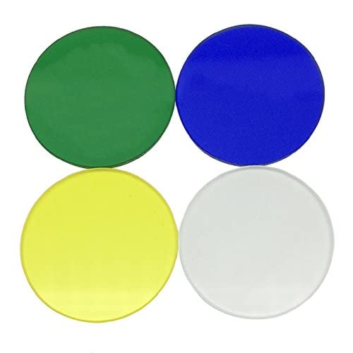 Ubersweet® Biological Microscope Optical Color Filter 32 Diameter Green Blue Yellow Frosted Glass White 4 Pieces/Lot