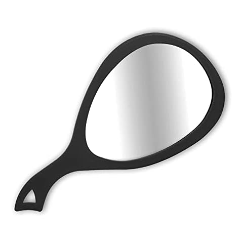 BarberMate Teardrop Large Hand Mirror for Salons and Barbershops, Professional Barber Supplies, Barber Case and Stylist Station Accessory, Black Cover