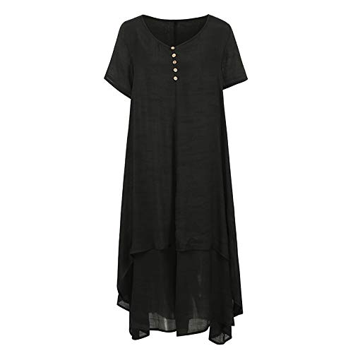 Domary Nova moda feminina casual vestido solto cor sólida manga curta Boho verão vestido maxi longo