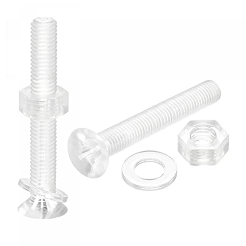 Vis en plastique M8 x 60 mm transparentes avec écrous et rondelles plates x20