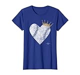 Vintage Royal Baseball Heart with Crown Tee Shirt