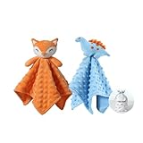 CREVENT Couverture Douillette en Peluche pour bébé Fille et garçon (Renard + Dinosaure)...