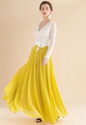Image of Women's Full Length Georgette Long Skirt- Lehenga with 8 Meters Maxi Flare
