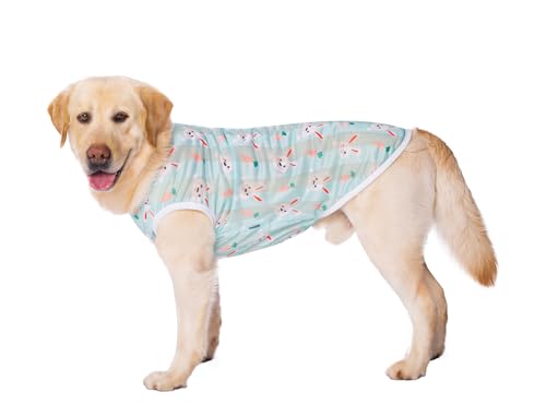 Image of HDKUW Pet Clothes,Dog Summer T-Shirt Cool Breathable Sunscreen Dog Vest Clothes Outfit Costume for Medium Large Dogs Light Green Rabbit 5XL