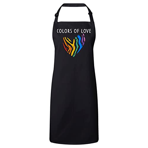 Tablier cuisine noir LGBTQ+ pour barbecue et repas Colors of Love