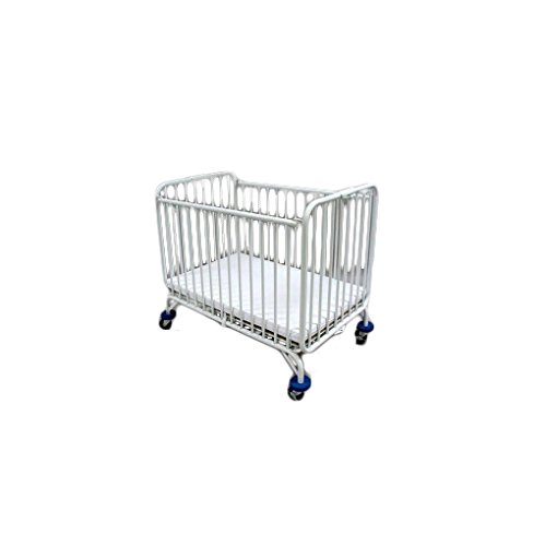 LA Baby Holiday Mini/Portable Folding Metal Crib, White