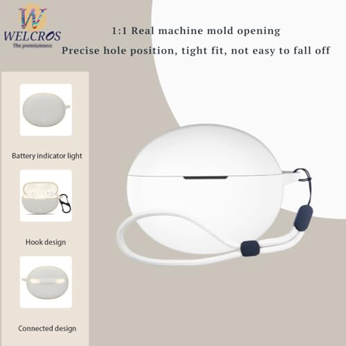 Image of WELCROS Soft Silicone Protective Case Cover for OnePlus Buds 4 (Lanyard White)