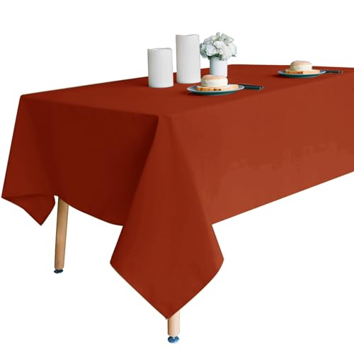 Image of Obstal Rust Rectangle Table Cloth, 52 x 70 Inch | Heavy Duty Water Resistance Polyester Tablecloth, Decorative Fabric Table Cover for Outdoor and Indoor Use