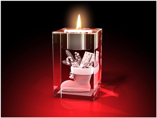 GLASFOTO.COM, Weihnachten Teelichthalter, 50 x 80 x 50 mm,...