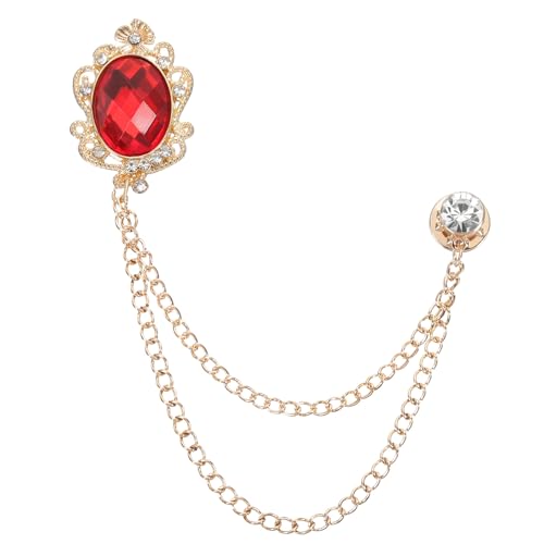 Image of PATIKIL Gem Hanging Chain Brooch Pins, Rhinestone Men's Gem Brooch Suit Pins Lapel Pins for Women Men