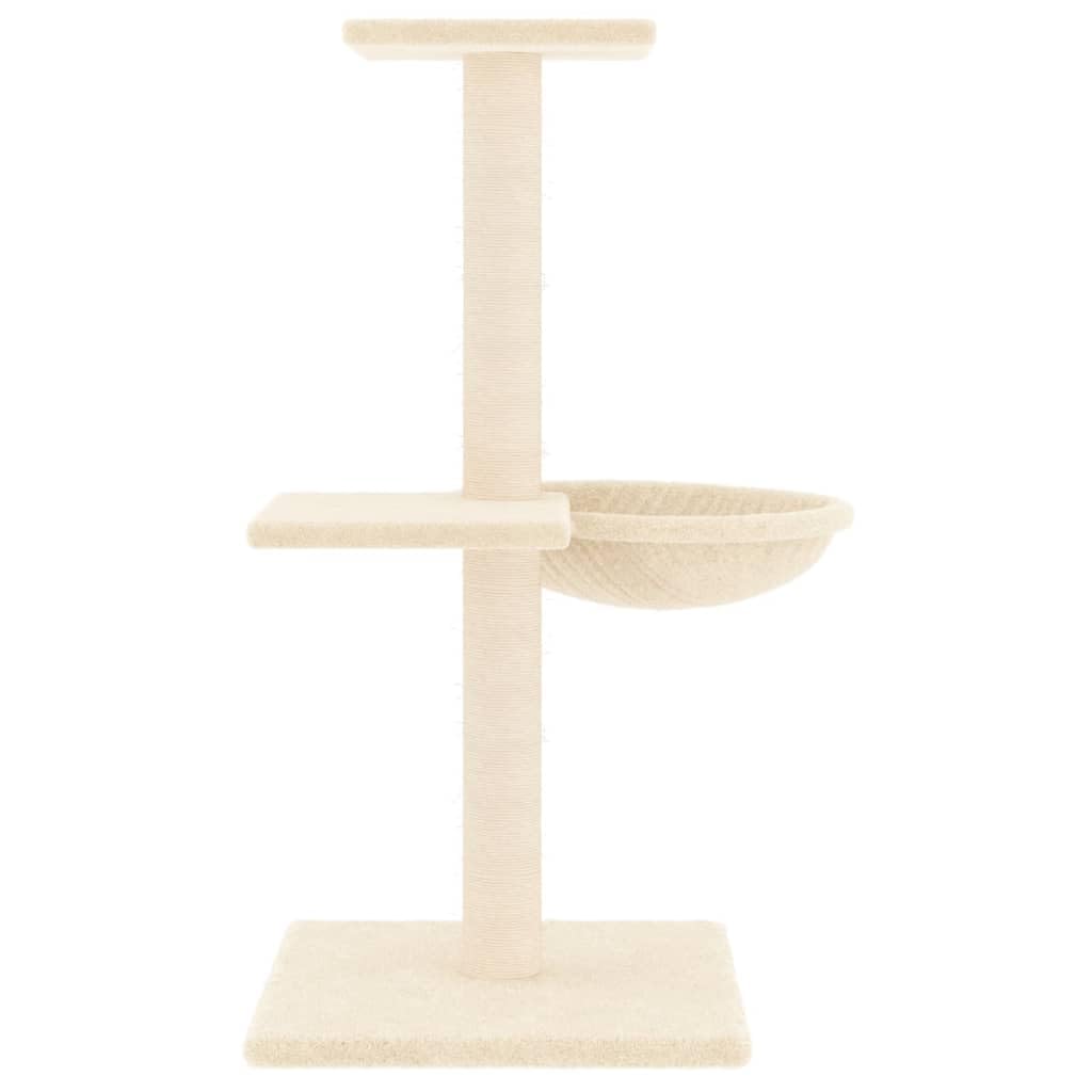 Árbol rascador con columna rascador de sisal y cesta, color crema, 72 cm | Torre de gato compacta con felpa suave y sisal natural resistente, ideal para el salón de cuidado de las garras.