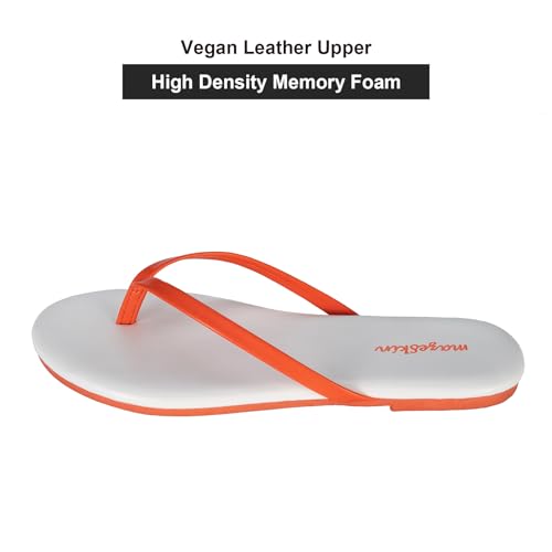 Image of mazeskin Women's Memory Foam Comfortable Flat Thong Sandals Dressy Summer Beach Leather Slide Flip Flops
