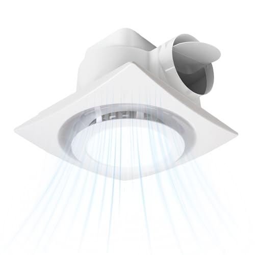 Heromind Bathroom Exhaust Fan with LED light 9.6 inch– 110 CFM, Quiet 1.0 Sones Noise Exhaust Fan for Shower, Bathroom, and Restroom, 30W Motor, 15W LED Light, Easy Installation,