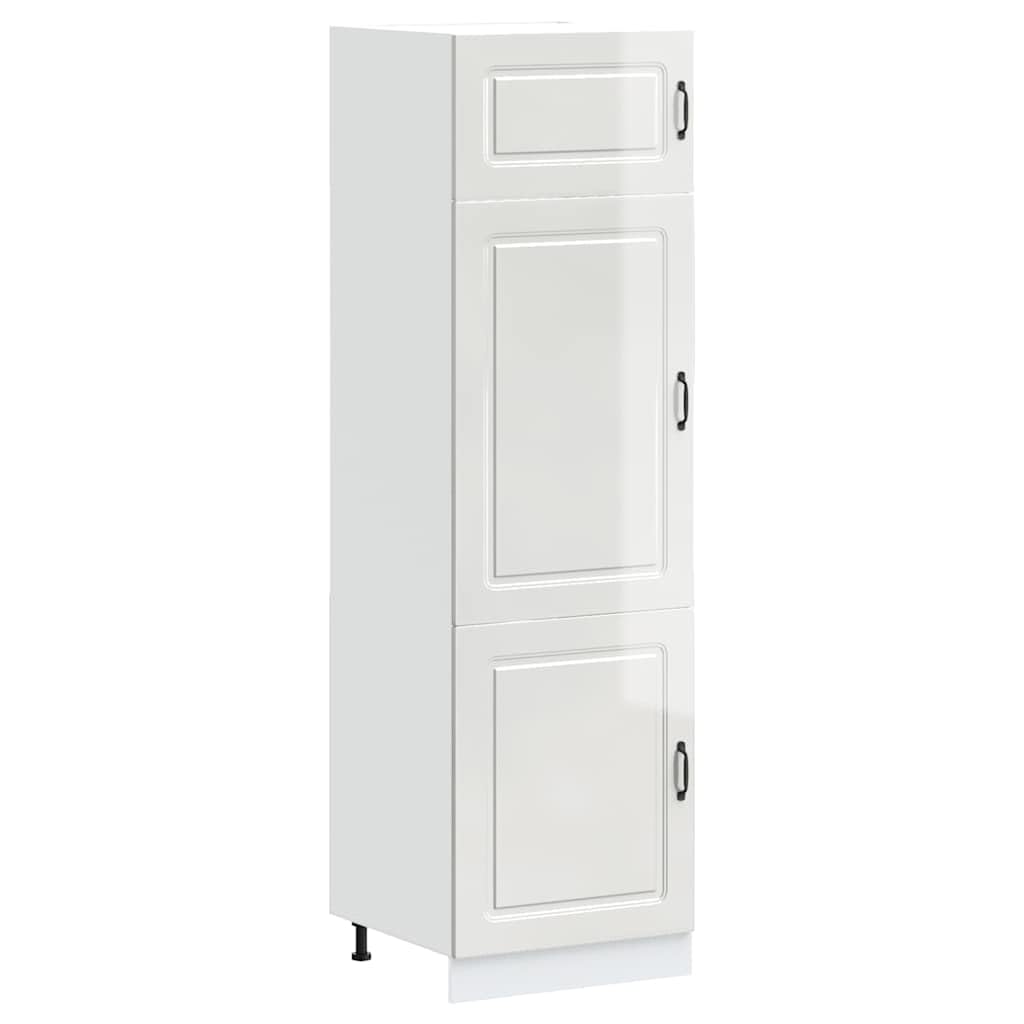 Kalmar Armoire de cuisine multifonction en bois blanc brillant pour salle à manger, salon, cuisine, salle de bain