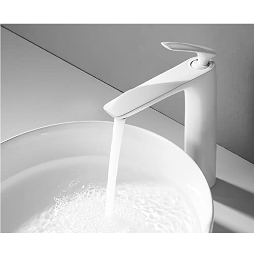 Mitigeur salle de bain monotrou blanc avec cartouche céramique durable
