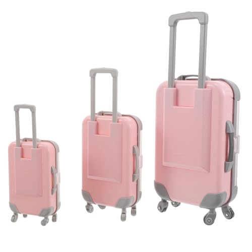 Lot de 3 mini valises rose en ABS pour rangement de faux cils