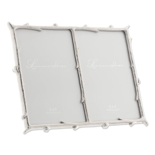 Image of Lawrence Frames Metal Frame, Branch Design, Silver, 4x6 Double