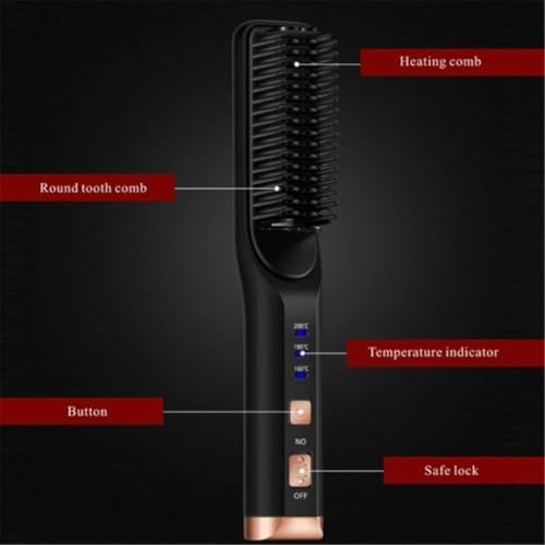 Plancha para Barba Inalámbrica, Peine y Cepillo para Cabello Recargable por USB, Antiestática, Calentamiento Rápido miniatura 5
