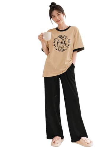 Image of KSHS Womens Korean Night Dress || Full Pyjama Set ||Korean Nightsuit || Women Nightwear ||Round Neck Half Sleeve Nightsuit || Loungewear || Everyday Nightdress Women's Pyjama Sets