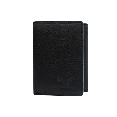 VANSI Genuine Leather Modern TriFold Design Wallet and Card Holder for Men (BLACK)