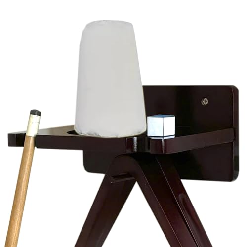 GACCO BILLIARDS Pool Cue Stick Claw Holder Hold 2 Billiard Cues, Cone Chalk Holder with Ball Rack Wall Mount, Pool Stick Holder Storage Accessories (Mahogany)
