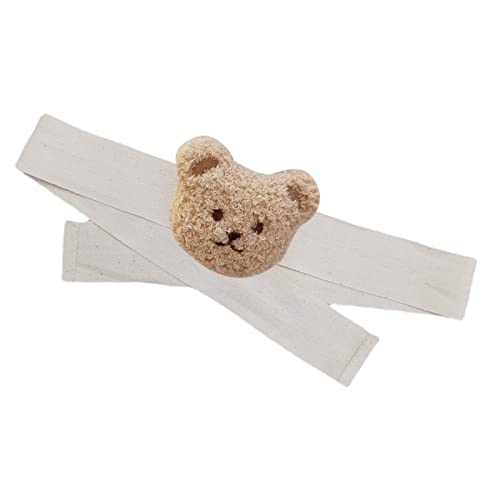 Julihai Correa de Cortina con Cabeza de Oso de Estilo Coreano, Decoración para Habitación de bebé, Bordado de Felpa, Longitud de 32,3 Pulgadas (Oso de Color de té con Leche)
