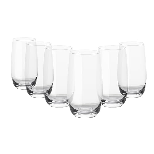 Stanley Rogers Tamar Tall Tumbler Set of 6 – 410ml Lead-Free Crystal Collins Glasses with Straight Silhouette, Brilliant Clarity, Fine Rim, Dishwasher Safe Glassware for Cocktails & Mixed Drinks